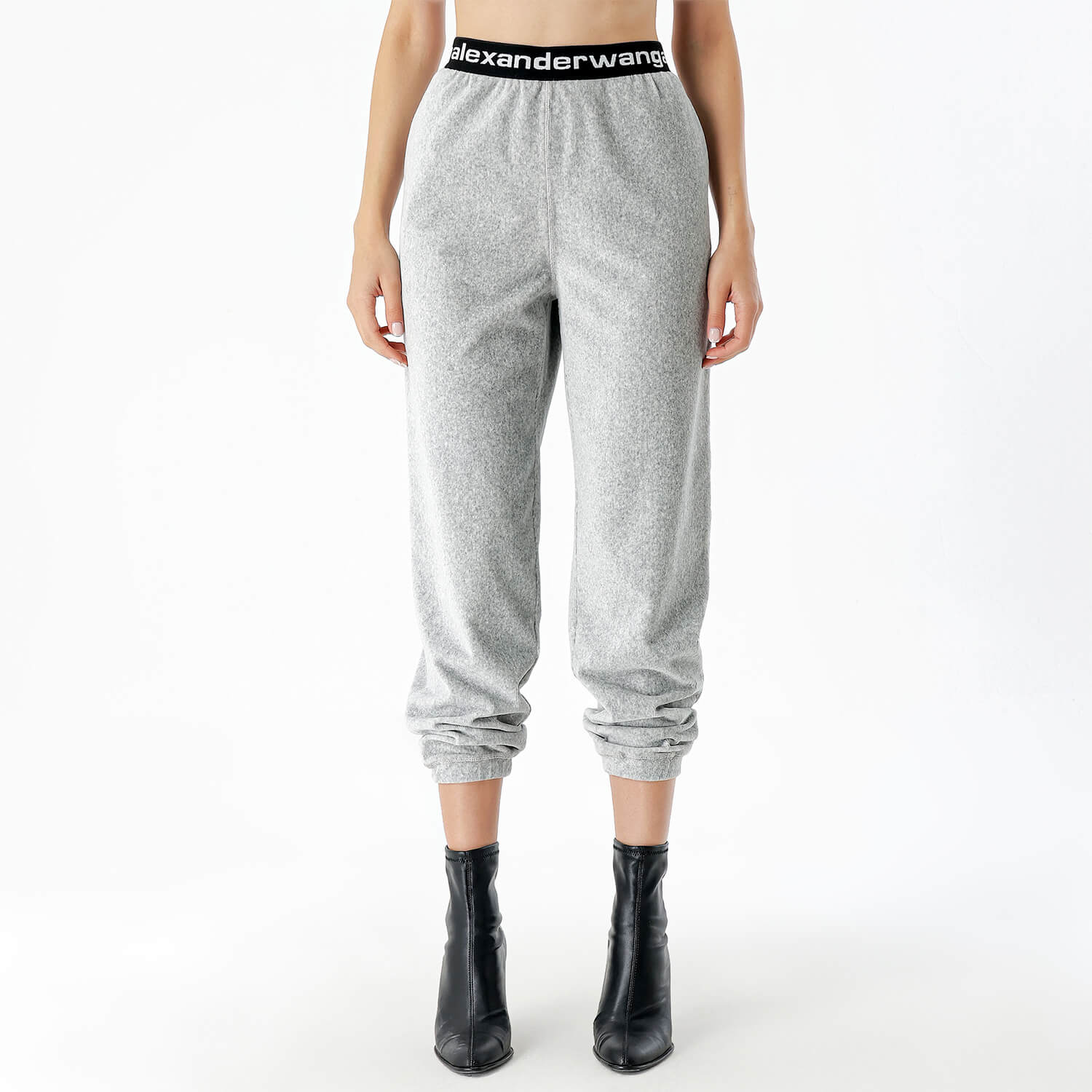 Aleander Wang - Grey Velvet Alexander Wang Logo Band Trackpants